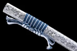 Azure Snow Silver Scale - Hand Forged 1045 Carbon Steel Katana Sword