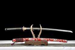Alternative view of Crimson Flame Cloud Cleave - Hand Forged T10 Tool Steel Katana Sword