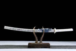 Azure Snow Silver Scale - Hand Forged 1045 Carbon Steel Katana Sword