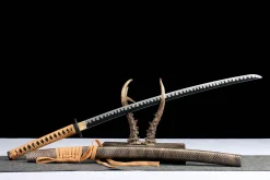 Alternative view of Lone Swan Shadow - Hand Forged 1045 Carbon Steel Katana Sword