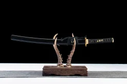 Alternative view of Black Gold Fan - Hand Forged 1065 Carbon Steel Wakizashi Sword