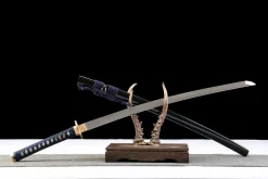 Alternative view of Azure Radiance - Hand Forged Damascus Steel Katana Sword