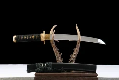 Ink Jade - Hand Forged Clay-Tempered Damascus Steel Tanto Sword