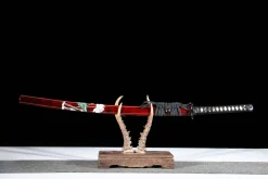 Alternative view of Red Wheel Flower - Hand Forged T10 Tool Steel Katana Sword