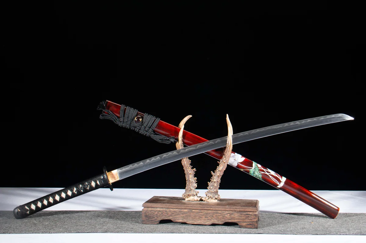 Red Wheel Flower - Hand Forged T10 Tool Steel Katana Sword - Image 7