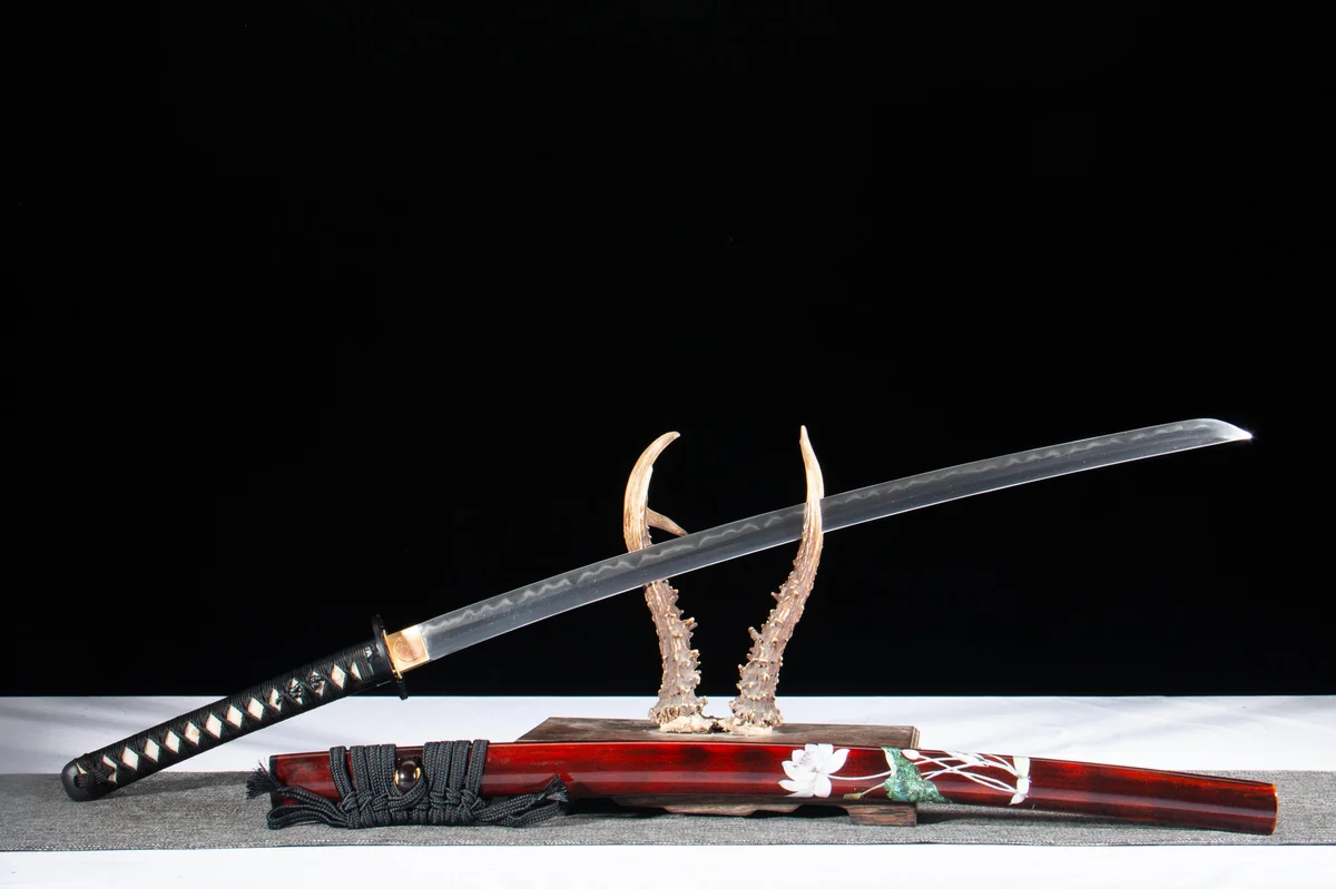 Red Wheel Flower - Hand Forged T10 Tool Steel Katana Sword - Image 6