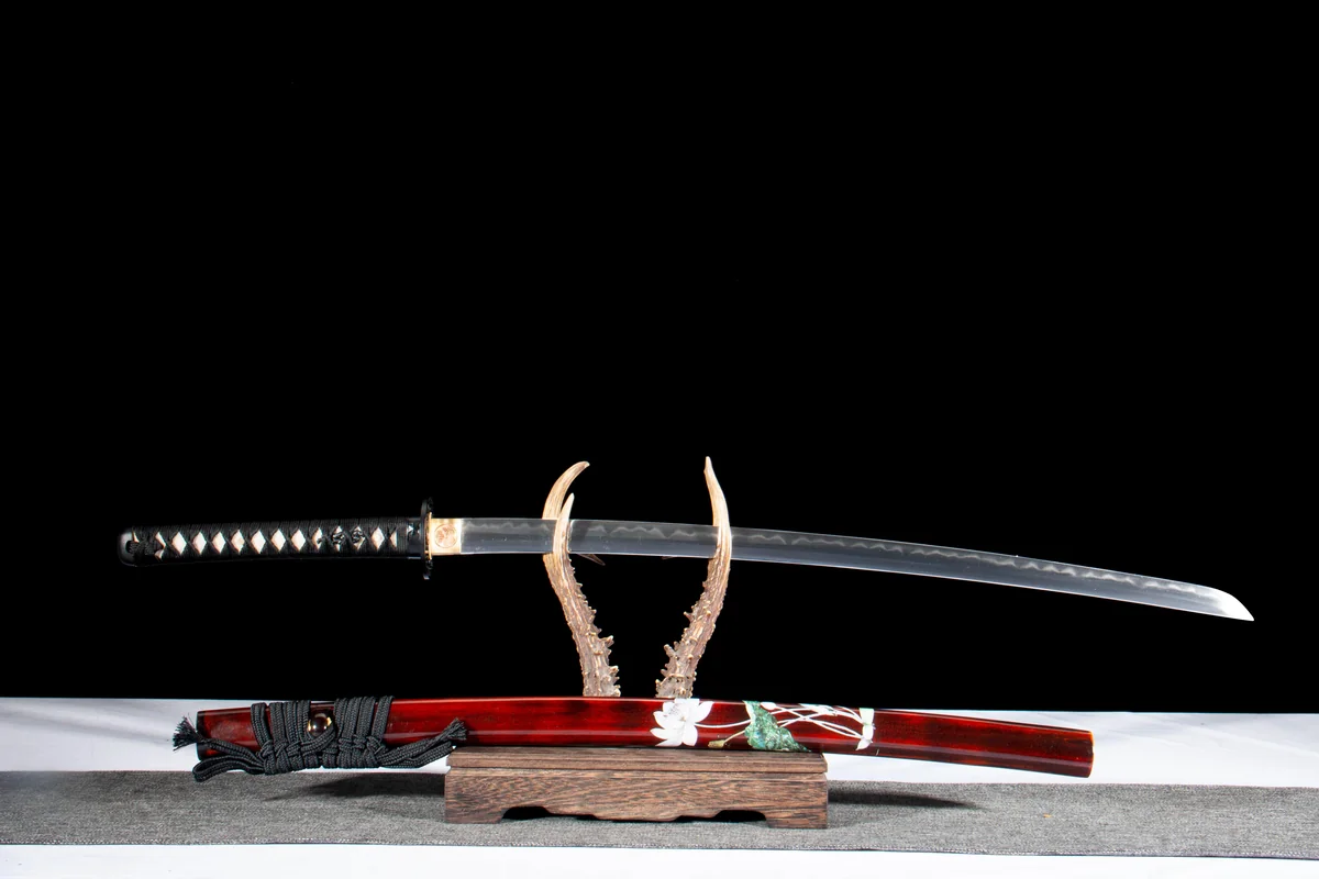 Red Wheel Flower - Hand Forged T10 Tool Steel Katana Sword - Image 5